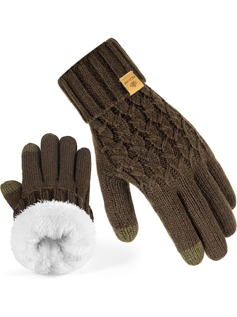 Women's Olive Green Touchscreen Texting Warm Fleece Line Gloves for Cold Weather